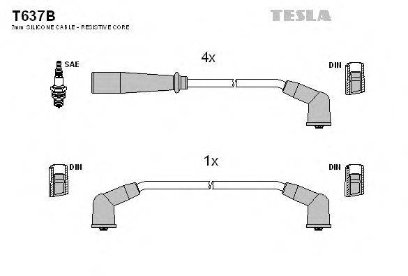 Комплект проводов зажигания TESLA T637B