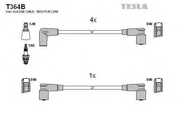 Комплект проводов зажигания TESLA T364B