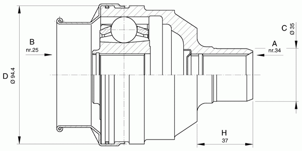 Шарнирный комплект, приводной вал OPEN PARTS CVJ5591.20