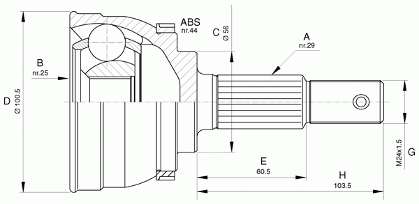 Шарнирный комплект, приводной вал OPEN PARTS CVJ5629.10