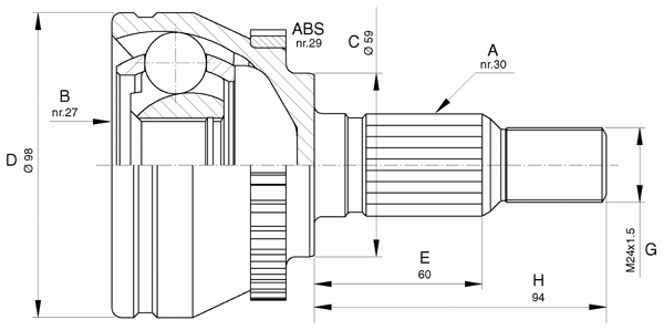 Шарнирный комплект, приводной вал OPEN PARTS CVJ5636.10