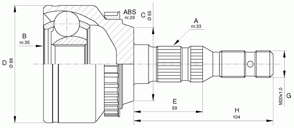 Шарнирный комплект, приводной вал OPEN PARTS CVJ5655.10