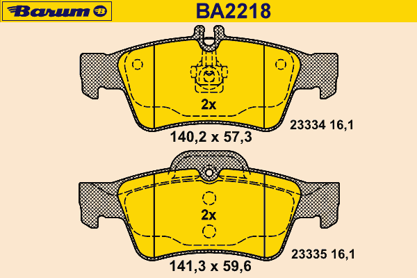 Комплект тормозных колодок, дисковый тормоз BARUM BA2218