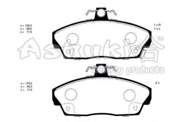 Комплект тормозных колодок, дисковый тормоз ASHUKI H025-17