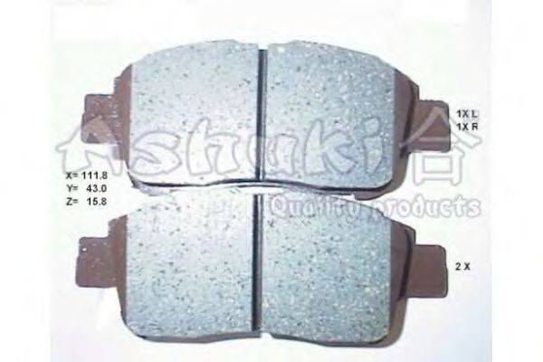 Комплект тормозных колодок, дисковый тормоз ASHUKI T112-75