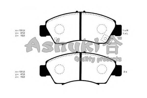 Комплект тормозных колодок, дисковый тормоз ASHUKI H02550J