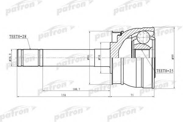 Шарнирный комплект, приводной вал PATRON PCV9721