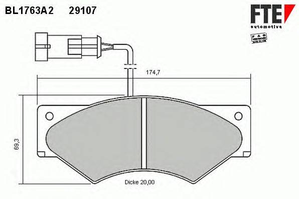 Комплект тормозных колодок, дисковый тормоз FTE BL1763A2