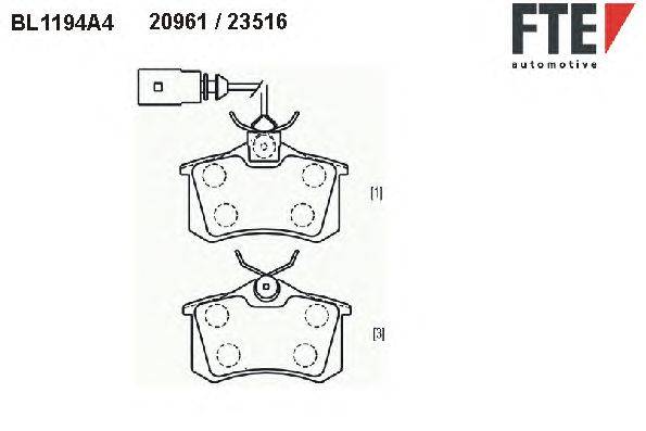 Комплект тормозных колодок, дисковый тормоз FTE 23965