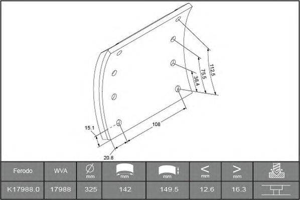 Комплект тормозных башмаков, барабанные тормоза FERODO K17988.0-F3661