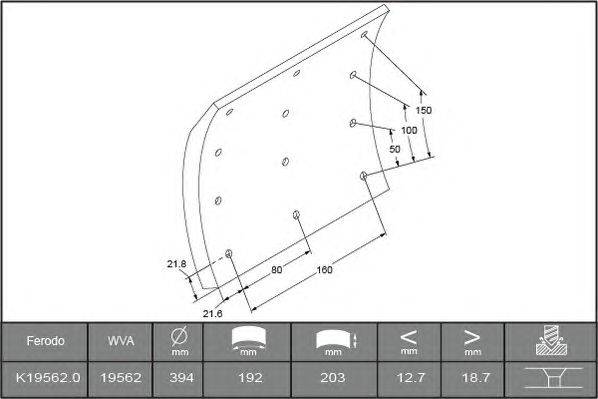 Комплект тормозных башмаков, барабанные тормоза VOLVO 1504661