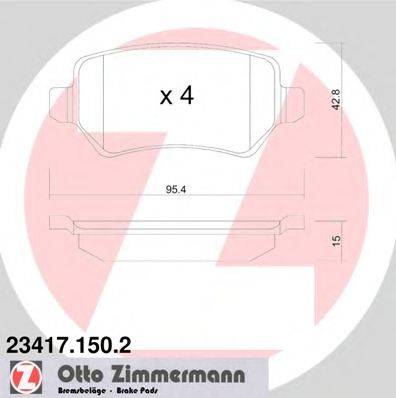 Комплект тормозных колодок, дисковый тормоз ZIMMERMANN 234171502