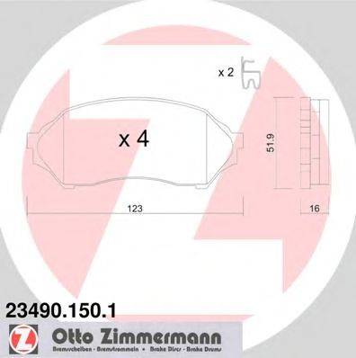 Комплект тормозных колодок, дисковый тормоз ZIMMERMANN 23490.150.1