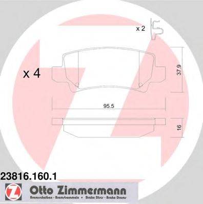 Комплект тормозных колодок, дисковый тормоз ZIMMERMANN 23816