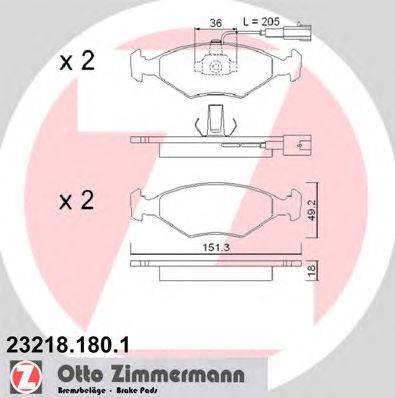 Комплект тормозных колодок, дисковый тормоз ZIMMERMANN 23218.180.1