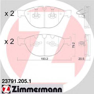Комплект тормозных колодок, дисковый тормоз ZIMMERMANN 23792