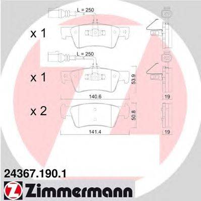 Комплект тормозных колодок, дисковый тормоз ZIMMERMANN 24367.190.1