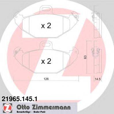 Комплект тормозных колодок, дисковый тормоз ZIMMERMANN 21965.145.1