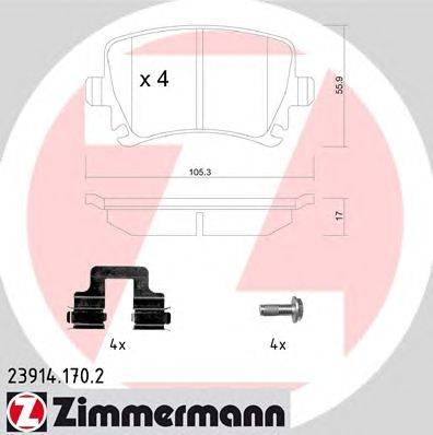 Комплект тормозных колодок, дисковый тормоз ZIMMERMANN 239141702