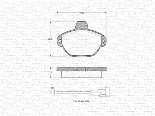 Комплект тормозных колодок, дисковый тормоз MAGNETI MARELLI 21437