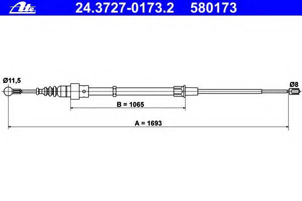 Трос, стояночная тормозная система ATE 24.3727-0173.2