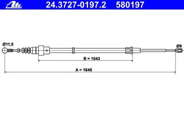 Трос, стояночная тормозная система ATE 24.3727-0197.2