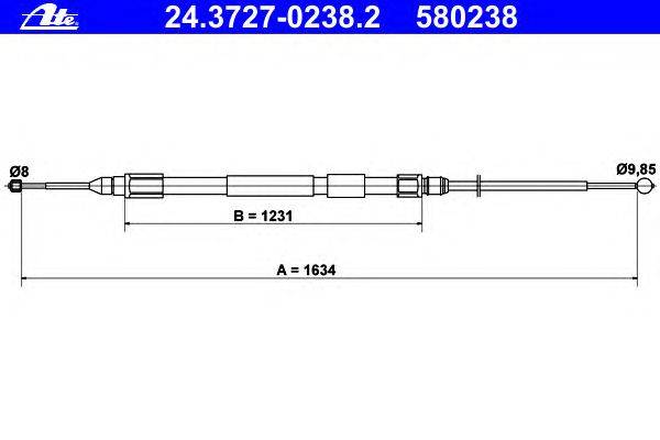 Трос, стояночная тормозная система ATE 24.3727-0238.2