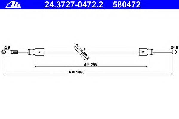 Трос, стояночная тормозная система ATE 24.3727-0472.2