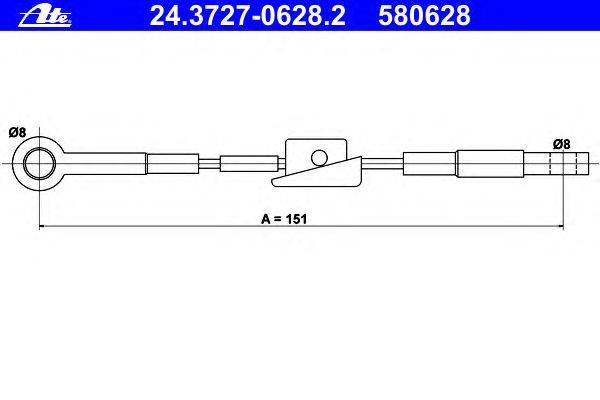 Трос, стояночная тормозная система ATE 24.3727-0628.2
