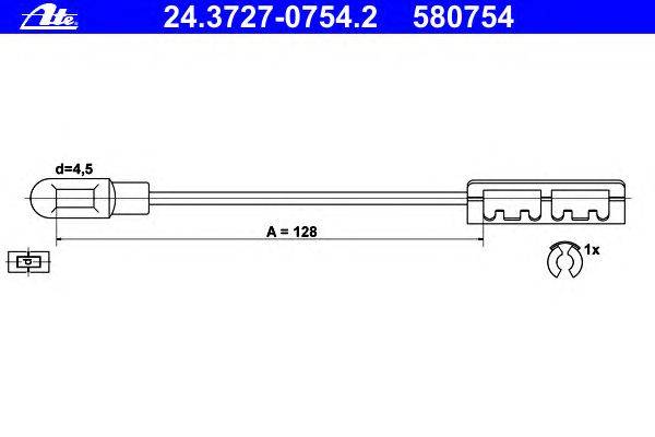 Трос, стояночная тормозная система ATE 24.3727-0754.2