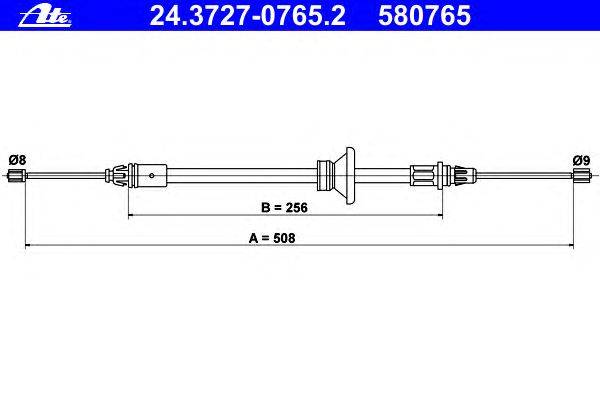 Трос, стояночная тормозная система ATE 24.3727-0765.2