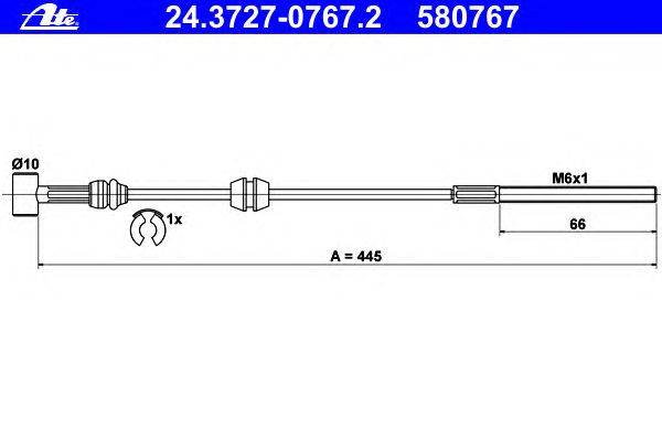 Трос, стояночная тормозная система ATE 24.3727-0767.2