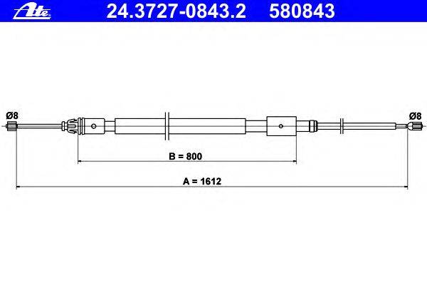 Трос, стояночная тормозная система ATE 24.3727-0843.2