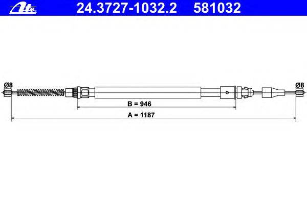Трос, стояночная тормозная система ATE 24.3727-1032.2