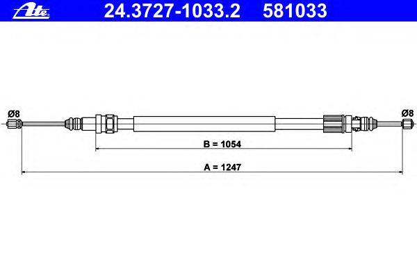 Трос, стояночная тормозная система ATE 24.3727-1033.2