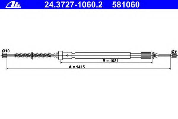 Трос, стояночная тормозная система ATE 24.3727-1060.2