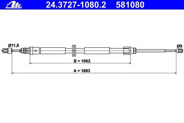 Трос, стояночная тормозная система ATE 24372710802