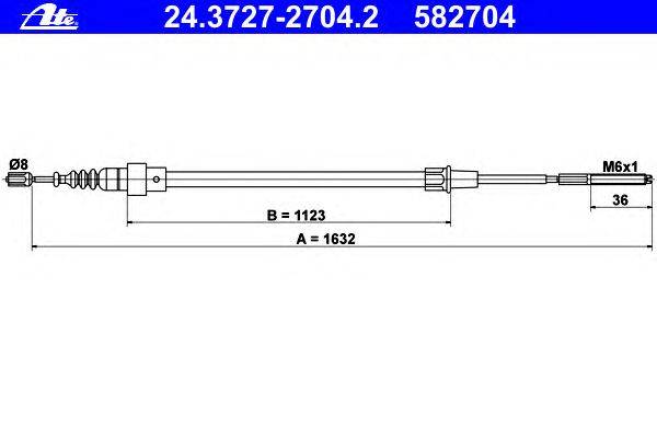 Трос, стояночная тормозная система ATE 24.3727-2704.2