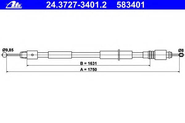 Трос, стояночная тормозная система ATE 24.3727-3401.2