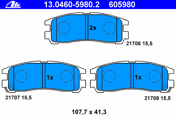 Комплект тормозных колодок, дисковый тормоз ATE 13.0460-5980.2