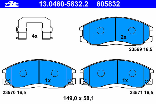 Комплект тормозных колодок, дисковый тормоз ATE 13.0460-5832.2
