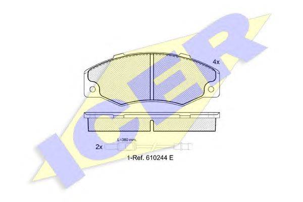 Комплект тормозных колодок, дисковый тормоз ICER 21451