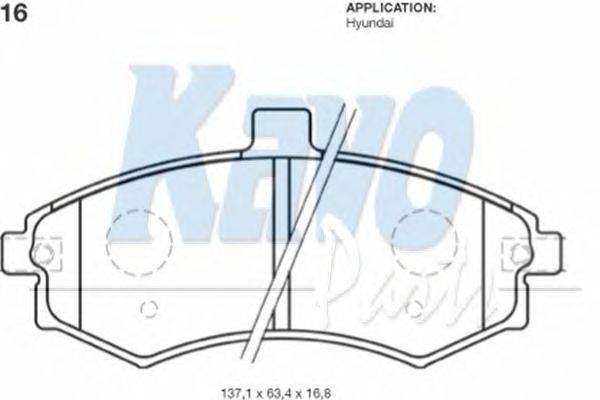 Комплект тормозных колодок, дисковый тормоз KAVO PARTS BP-3016