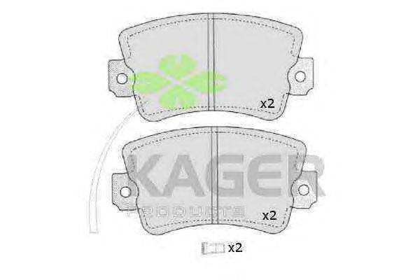 Комплект тормозных колодок, дисковый тормоз KAGER 35-0148