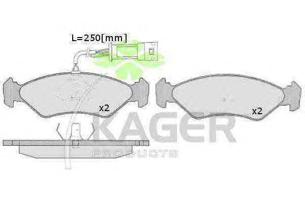 Комплект тормозных колодок, дисковый тормоз KAGER 35-0221