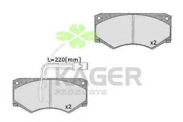 Комплект тормозных колодок, дисковый тормоз KAGER 29012