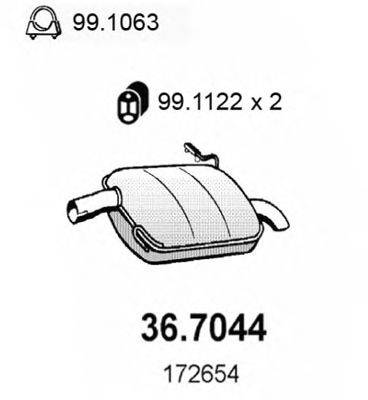 Глушитель выхлопных газов конечный ASSO 36.7044