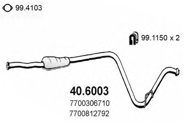 Средний глушитель выхлопных газов ASSO 40.6003