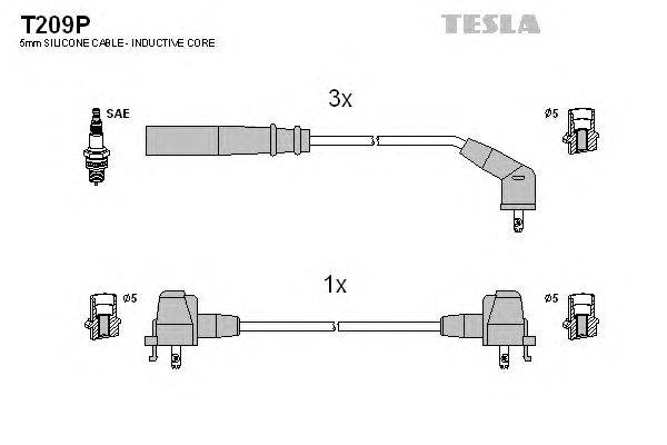 Комплект проводов зажигания TESLA T209P