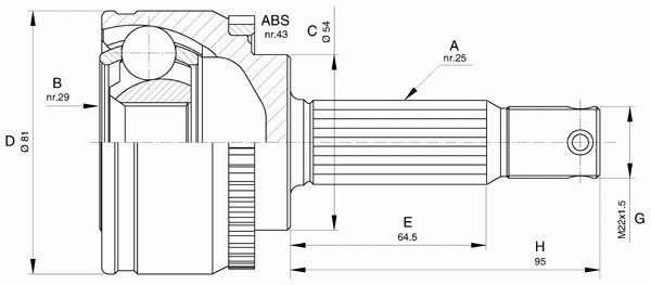 Шарнирный комплект, приводной вал OPEN PARTS CVJ5607.10